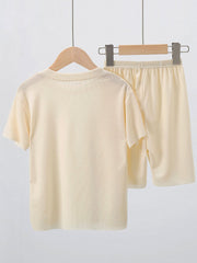 2pcs Boys Smile Face Icon Loungewear Set Kids Summer T shirt & Shorts