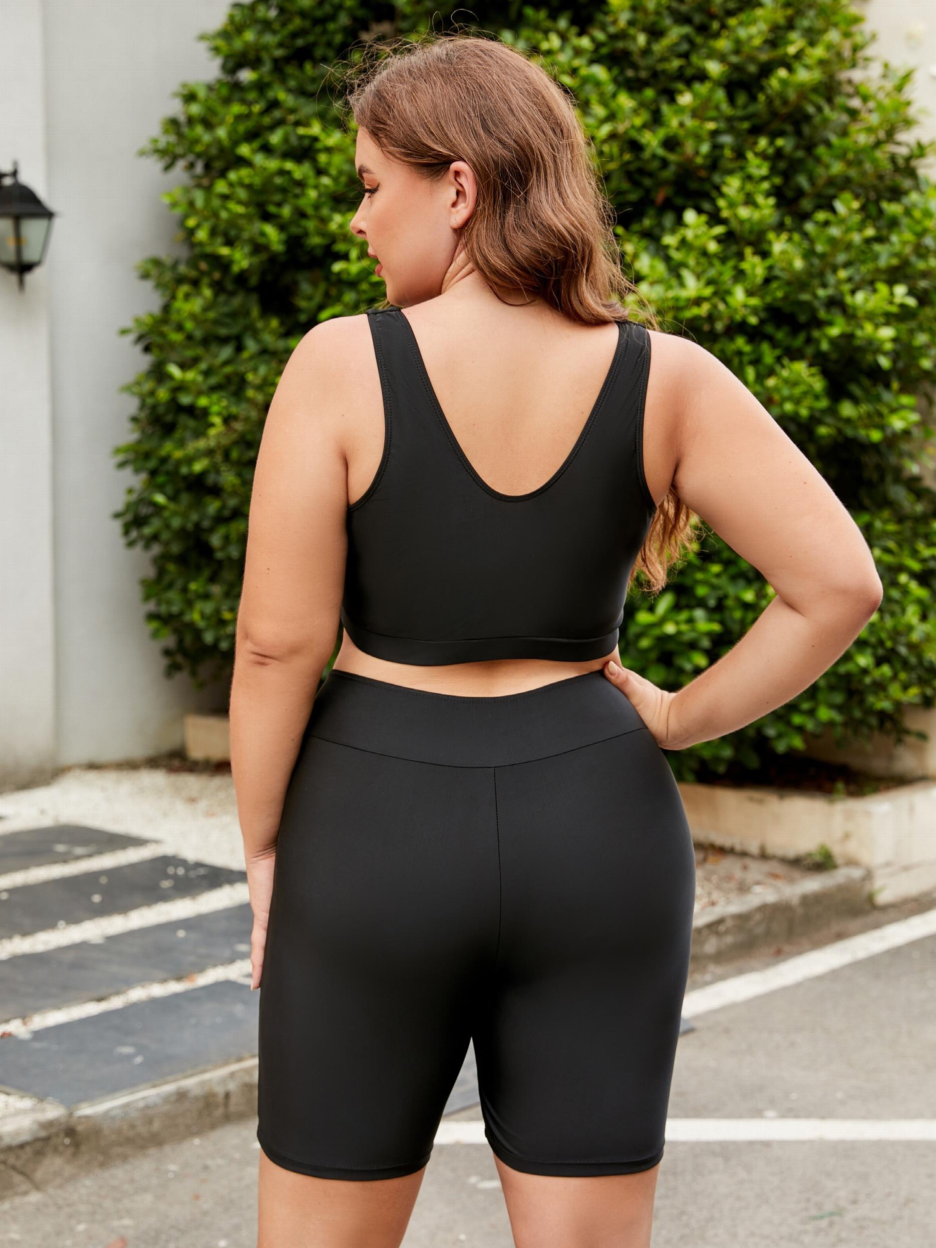  High Rise Skinny Swim Shorts With Two Pockets