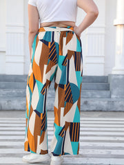  Geo Print Wide Leg Trousers With Belt