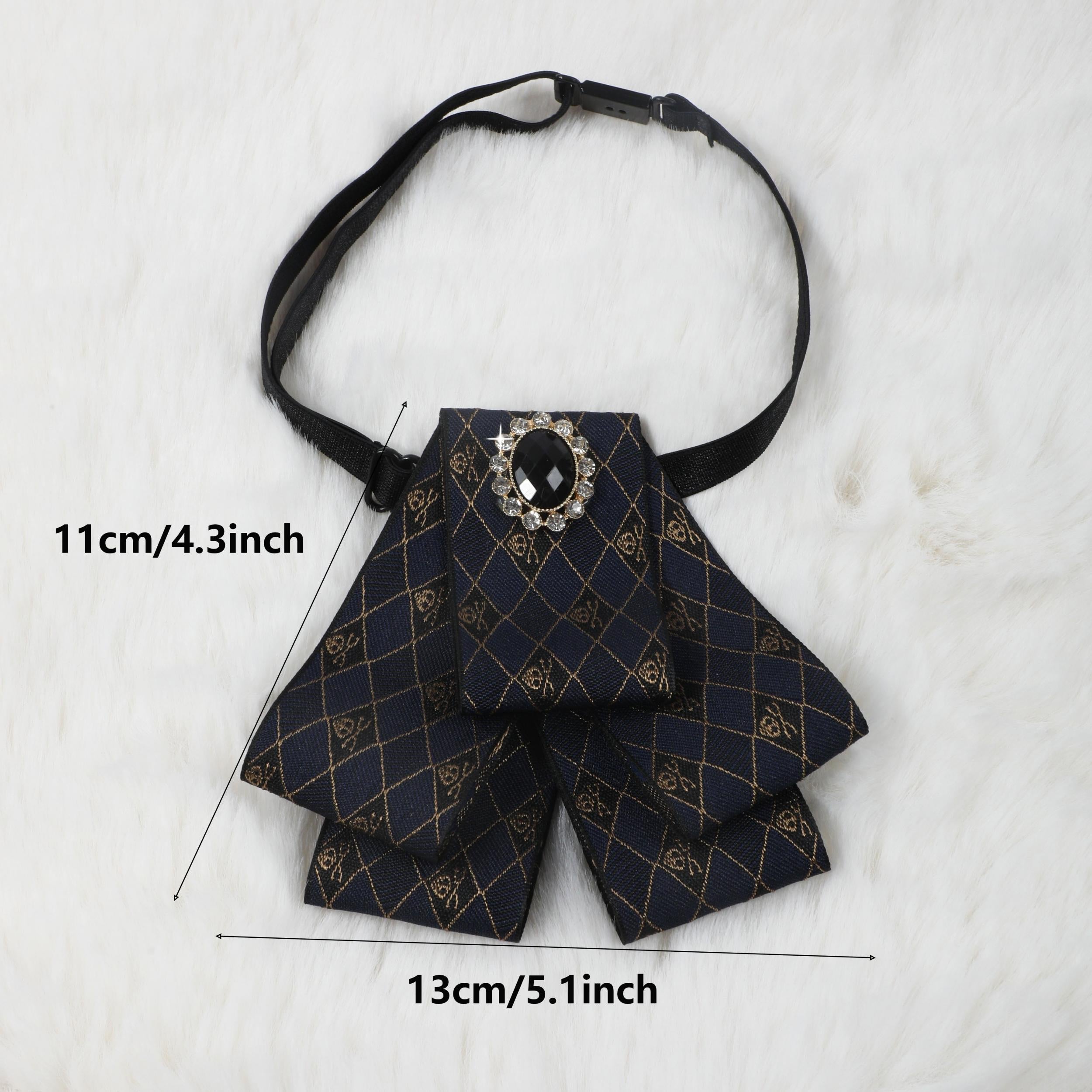 Men's Formal Dress Vintage Skeleton Head Gemstone Collar Bow Tie