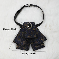 Men's Formal Dress Vintage Skeleton Head Gemstone Collar Bow Tie