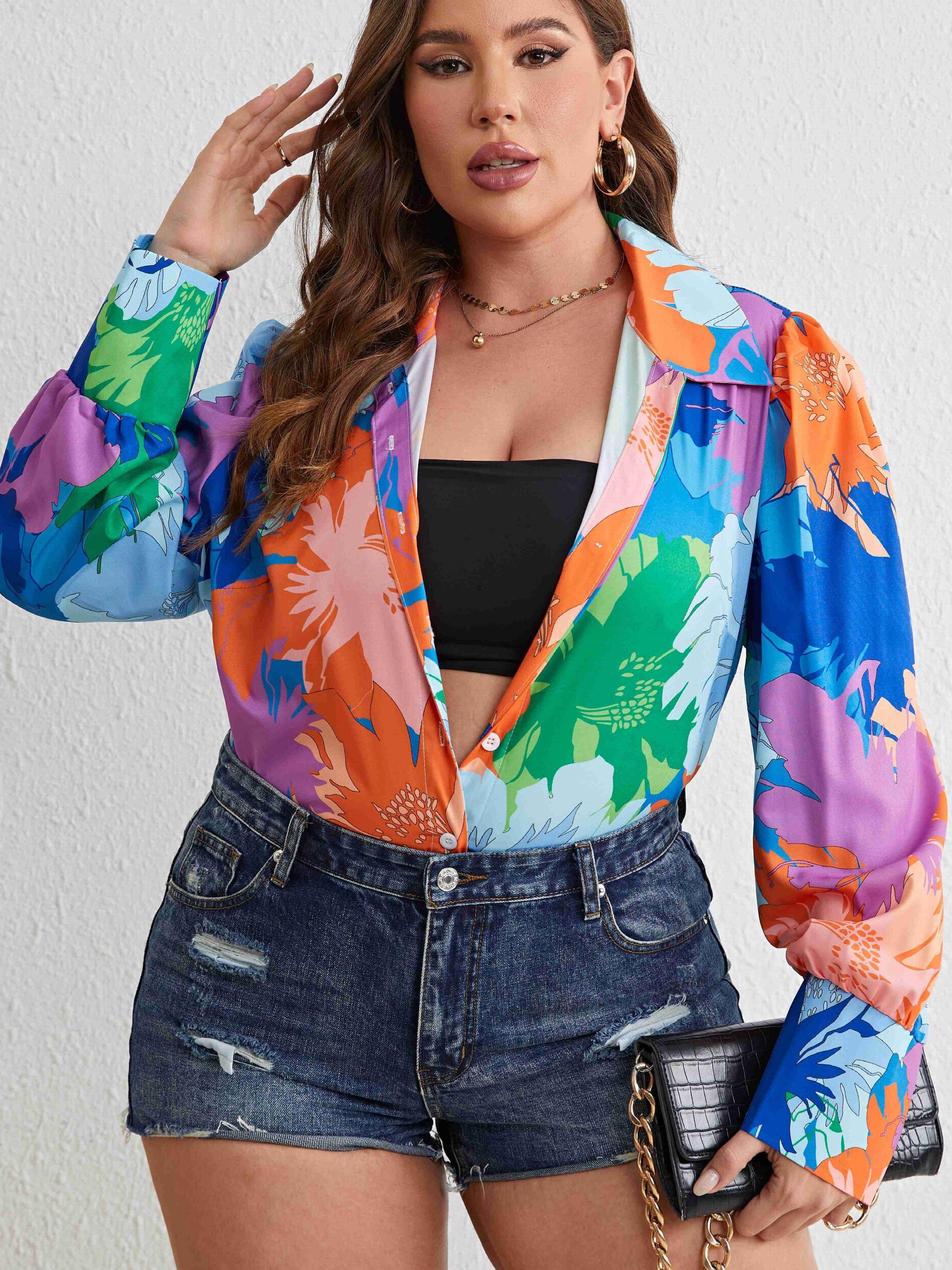  Casual Blouse Women's Long Sleeve Button Up Shirt Top