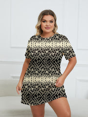  Striped Round Neck Short Sleeve Loungewear Dress