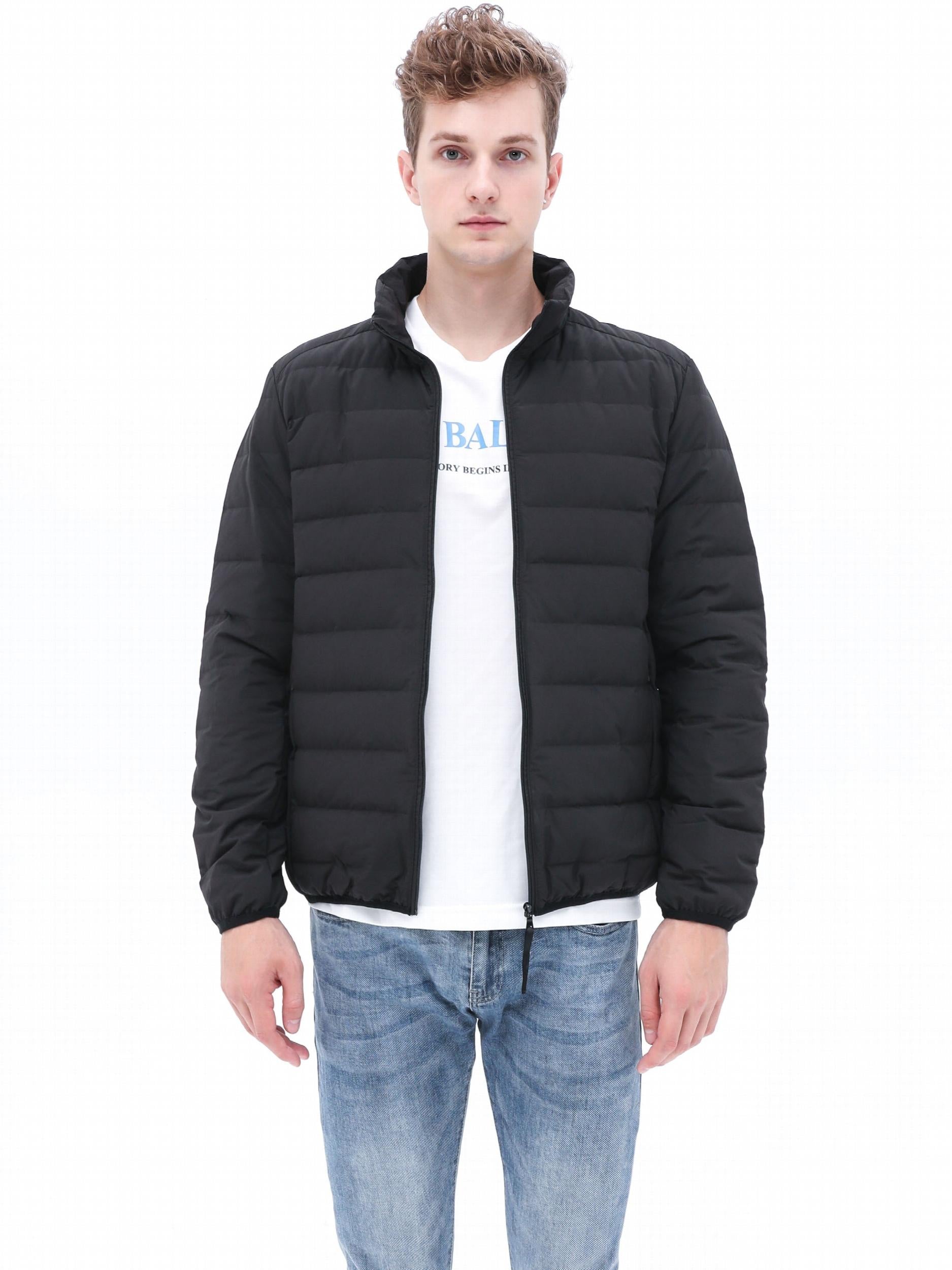 Men's Lightweight Puffer Jacket Stand Collar Outwear for Fall Winter