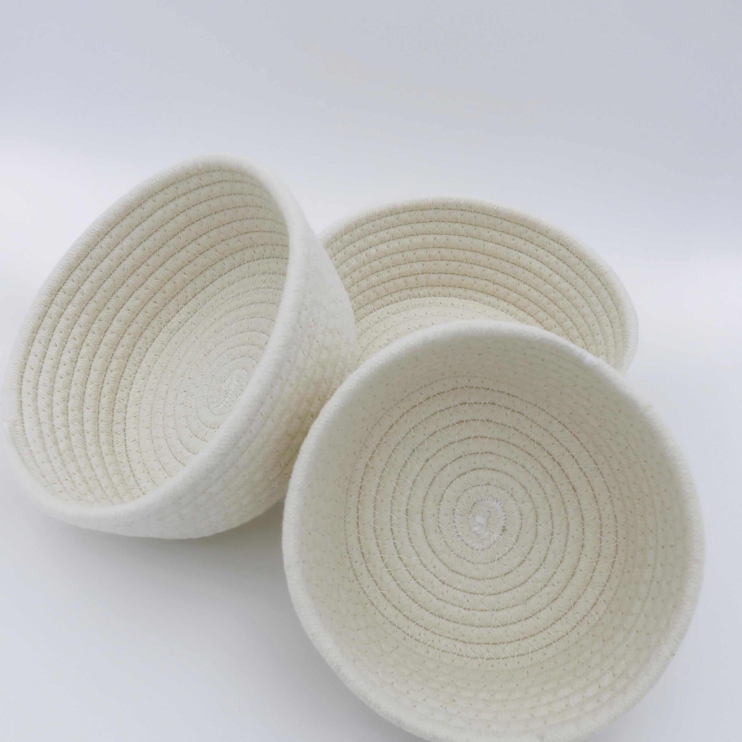 3pcs Cotton And Rope Woven Storage Basket