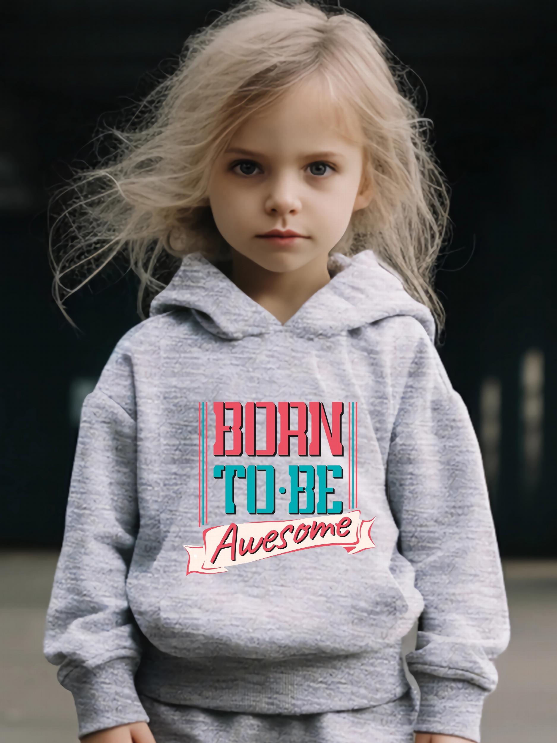 2pcs Born To Be Awesome Girls Hoodies Jogger Pants Set Sports