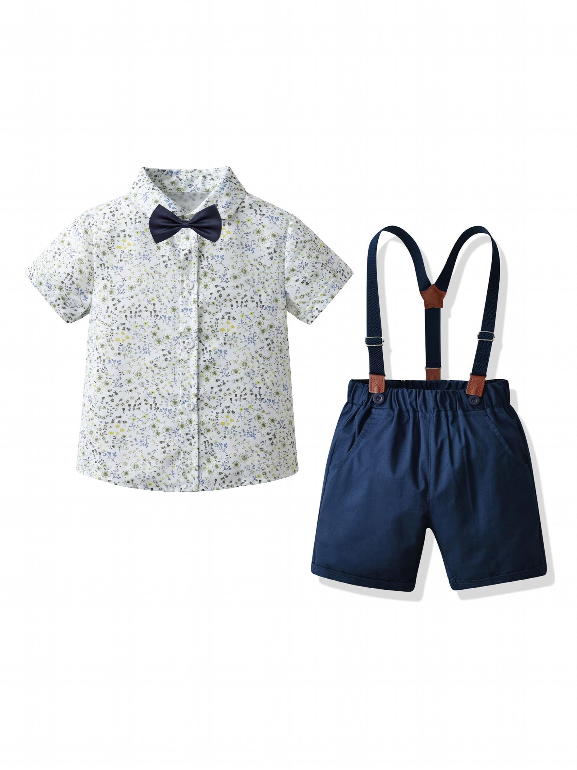Baby Toddler Boy Formal Gentleman Suit Set Bowtie Pants Outfit