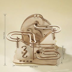 DIY 3D Wooden Marble Run Puzzle Kit Rotating Mechanical Model