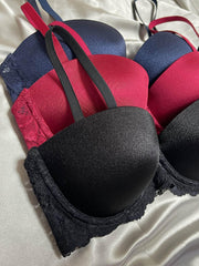 3pcs Lace T Shirt Bras Push Up Bra Women's Lingerie