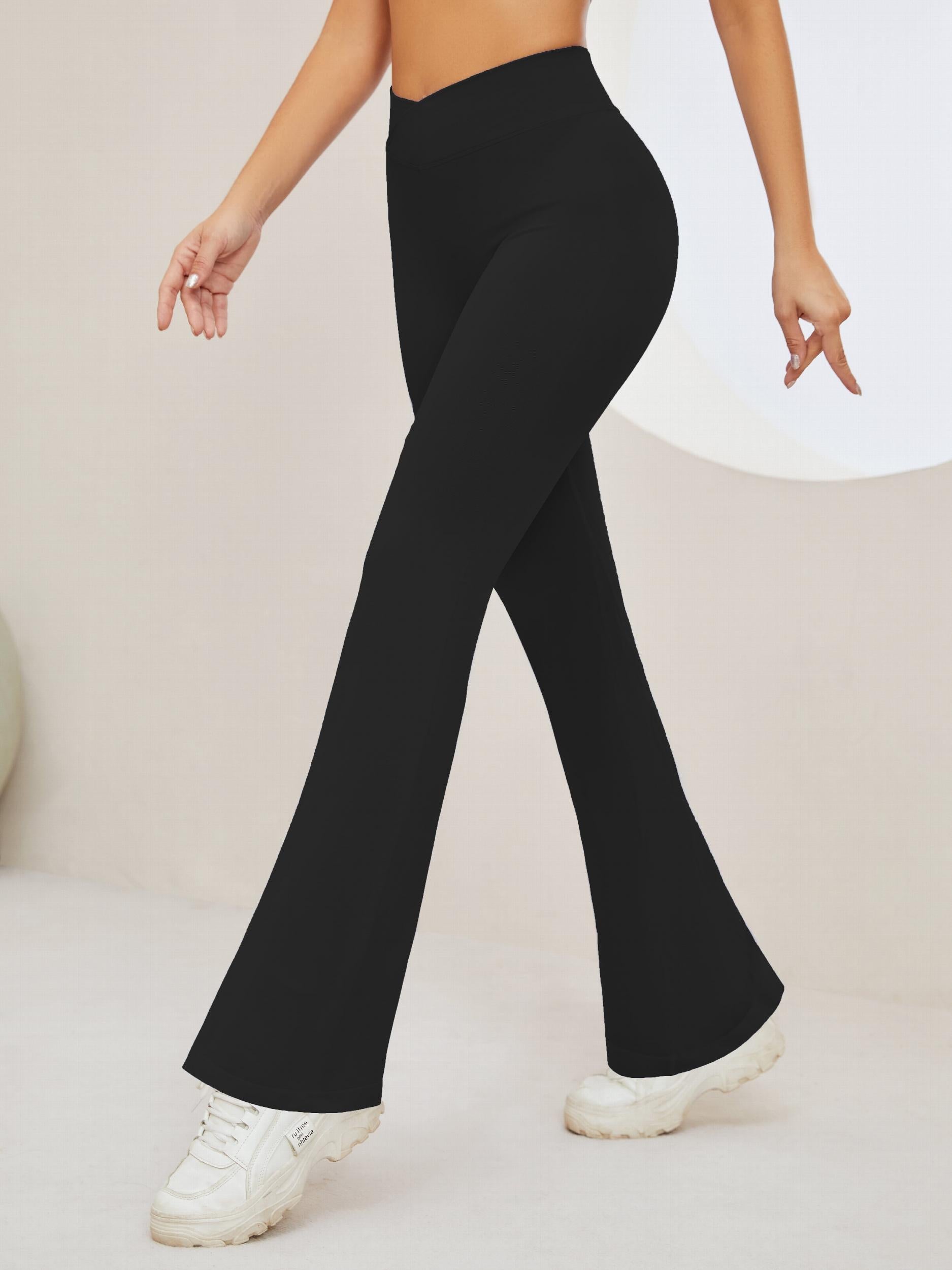 High Waist Seamless Sporty Pants Flared Leg Sports Trousers