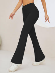 High Waist Seamless Sporty Pants Flared Leg Sports Trousers