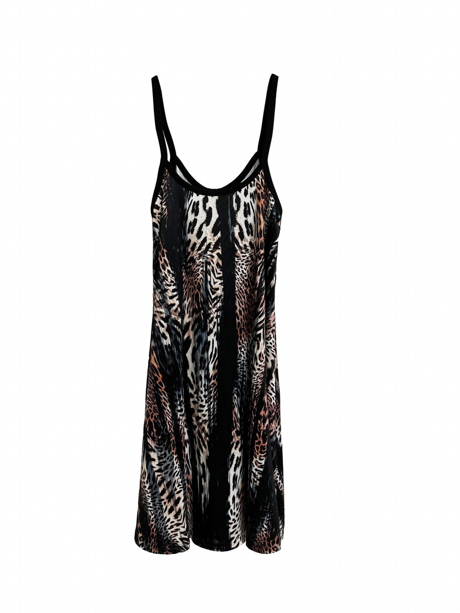Leopard Print Slip Lounge Dress Backless Home Dress