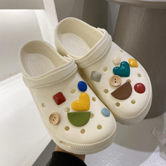 Women's Cartoon Decor Clogs Slip On Round Toe Thick Bottom Slides Shoes