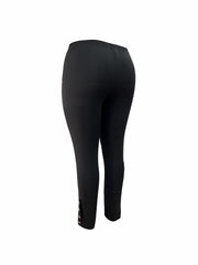  Casual Leggings Women's Plus Solid Button High Rise Leggings