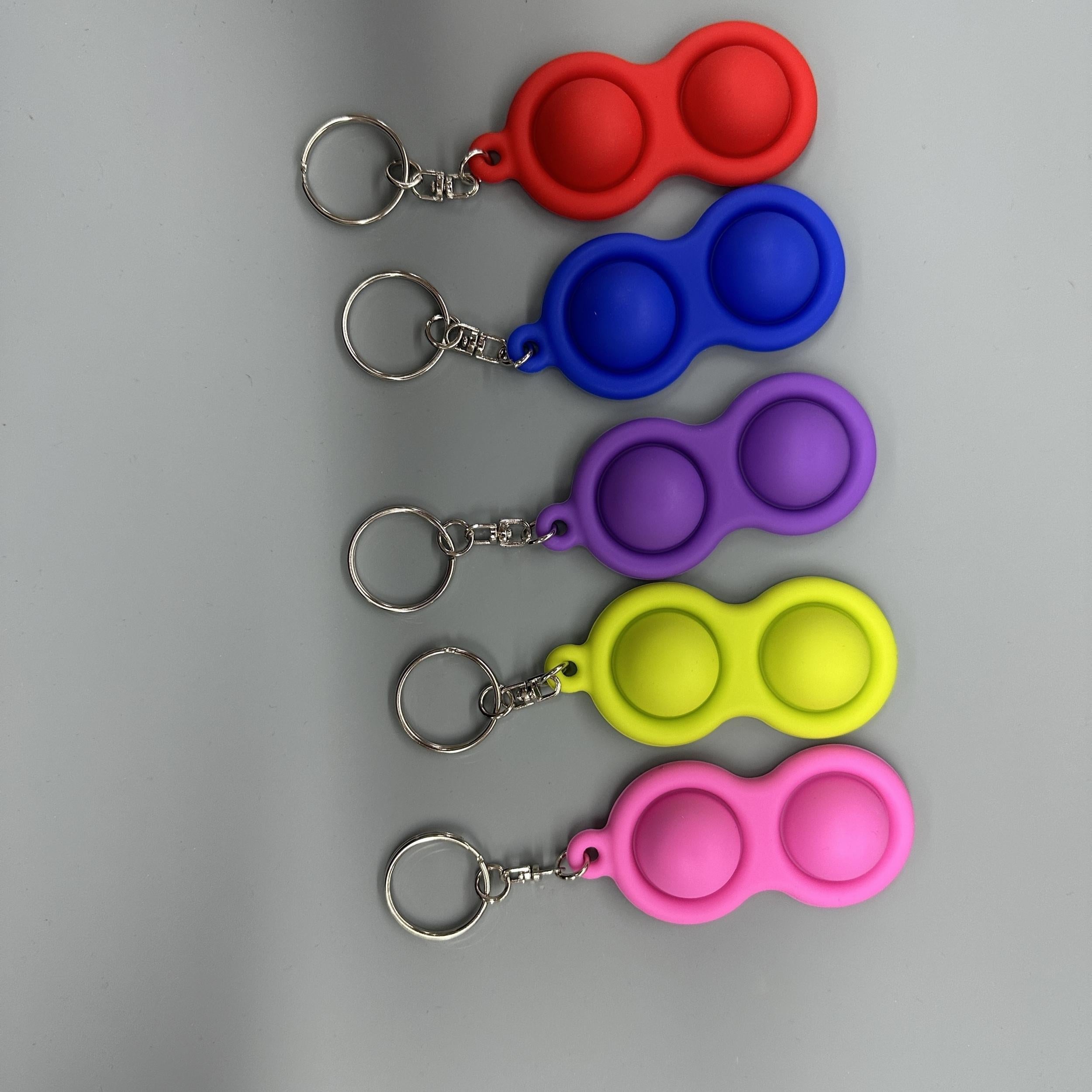Silicone Keychain Hand Squeeze Pinch Lock Grip Sensory Double Circle Toy