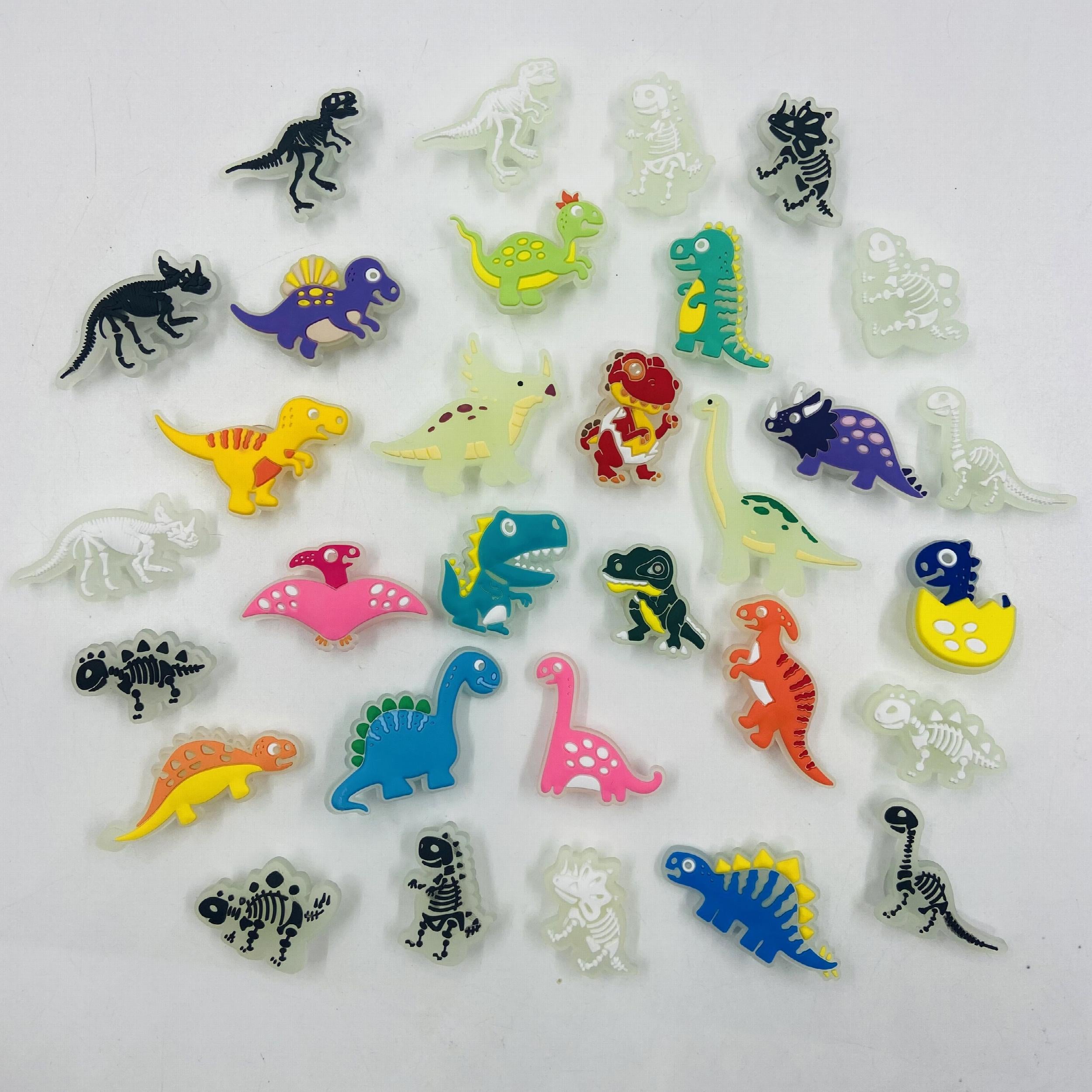 82pcs Dinosaur Shoe Charms For Crocs Luminous Decoration Boys PVC Pins Bracelets