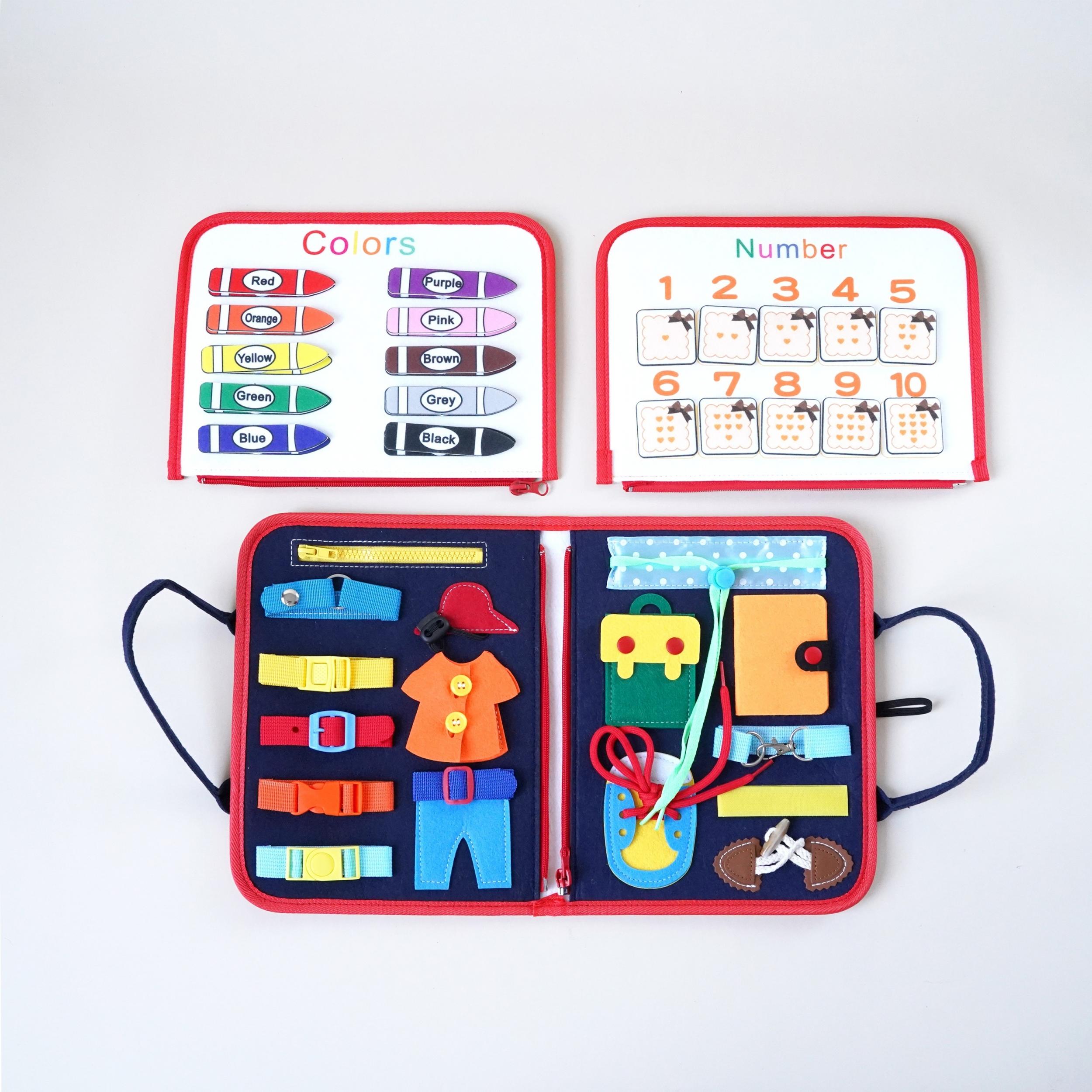 Montessori Busy Board Sensory Toys 5-in-1 for Toddlers 1-3 Yrs