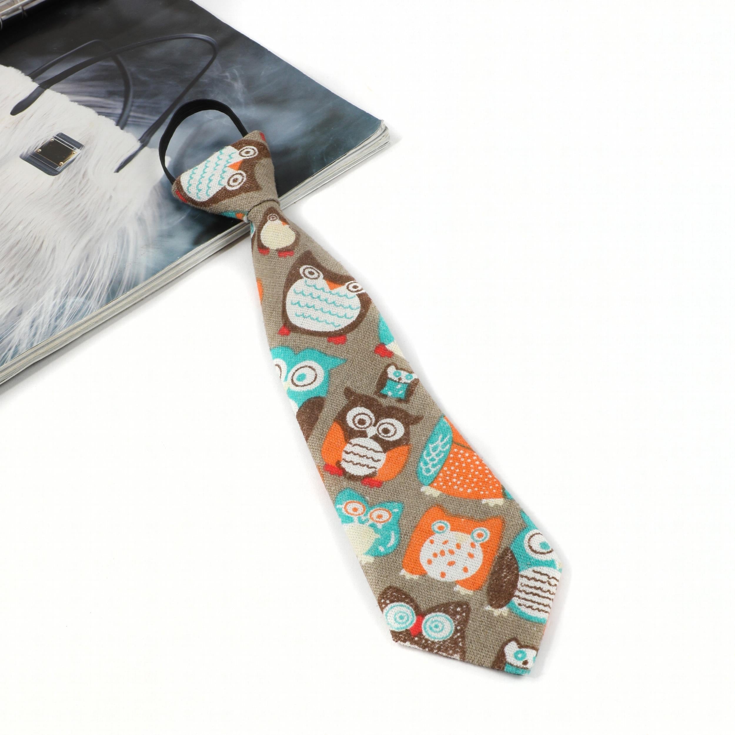 Kids College Style Cartoon Animals Tie - Boys & Girls Students