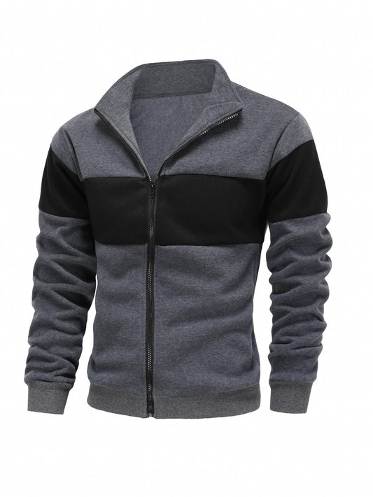 Men's Casual Stand Collar Zipper Jacket