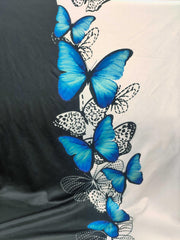  Colorblock Butterfly Print V Neck Dress