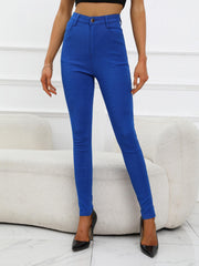 High Waist Slim Fit Pants with Pockets