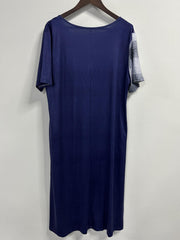  Colorblock Gingham Print Notched Neck Tee Dress