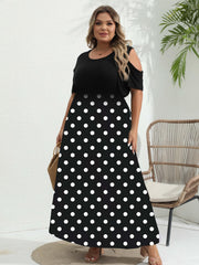  Ombre Print Cold Shoulder Maxi Dress Women's Plus