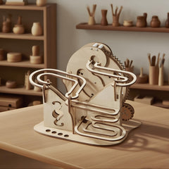DIY 3D Wooden Marble Run Puzzle Kit Rotating Mechanical Model