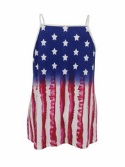 Plus Size Independence Cami Top Women's Plus Star & Striped Print V Neck