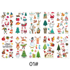 10pcs Christmas Tattoo Stickers Santa Claus Elk Christmas Tree Gift Waterproof