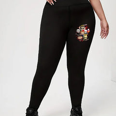 Women's Plus Horror Figure Print High Rise Skinny Leggings
