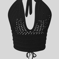 Y2K Crop Sweater Bralette Halter Neck Casual Sweater Women