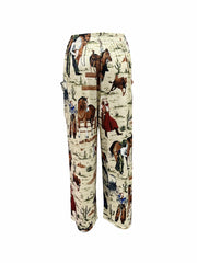  Cowgirl Print High Rise Wide Leg Pants