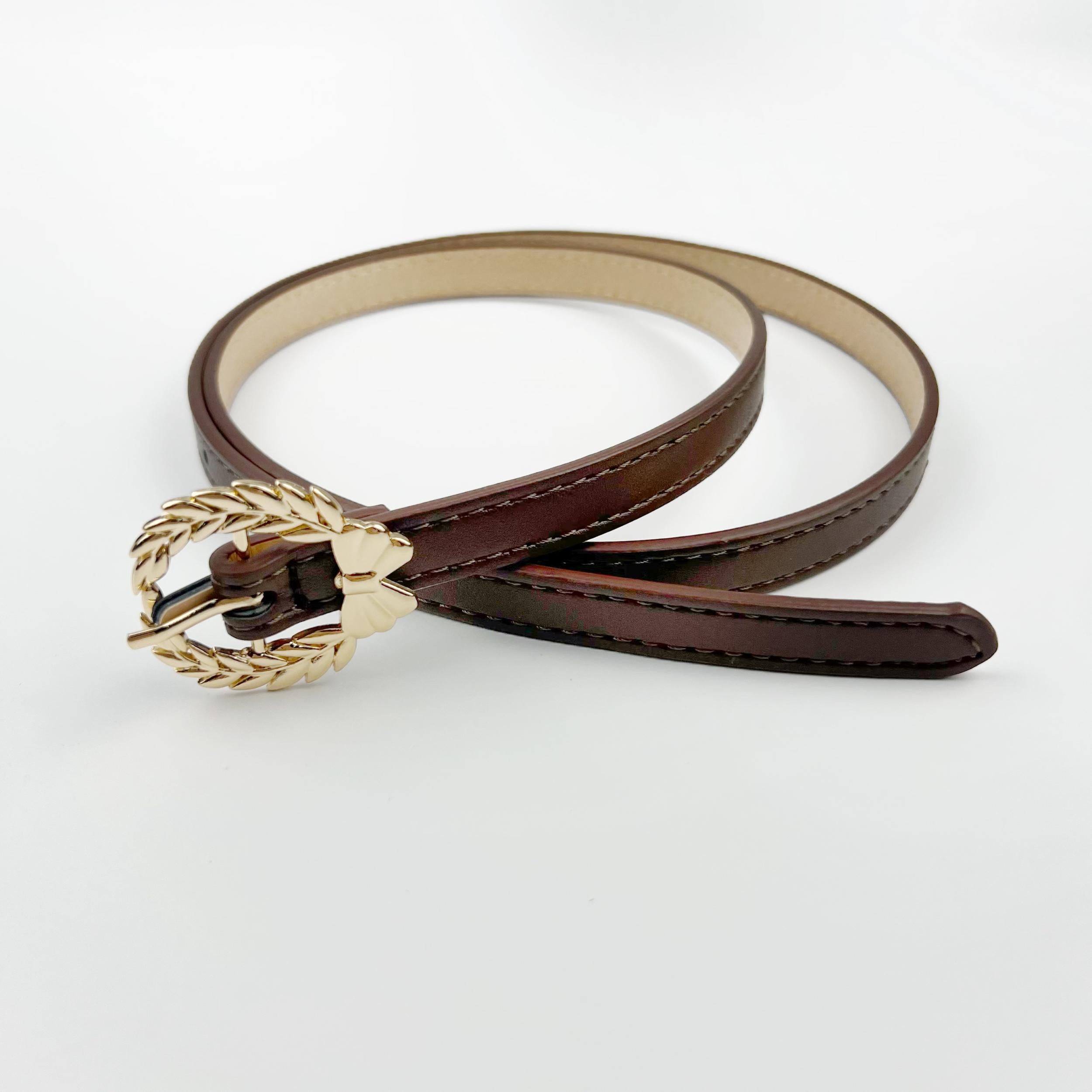 Leaf Bow Buckle Belt PU Jeans Pants Girdle Women