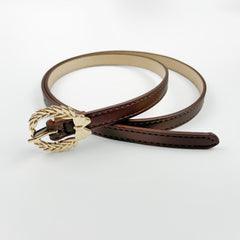 Leaf Bow Buckle Belt PU Jeans Pants Girdle Women