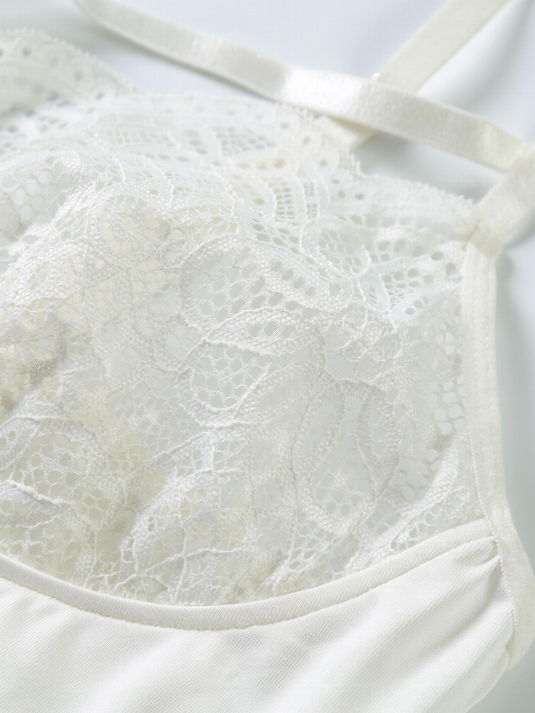  Sexy Bra Women's Plus Solid Contrast Lace Strappy Bra