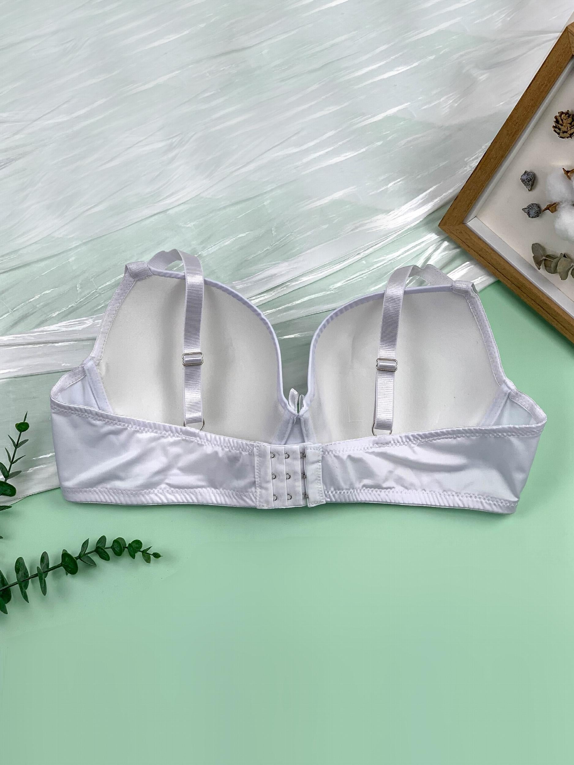  Solid Bow Knot Underwire Back Closure Bra