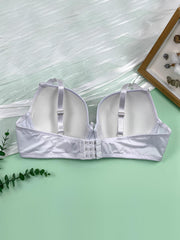  Solid Bow Knot Underwire Back Closure Bra