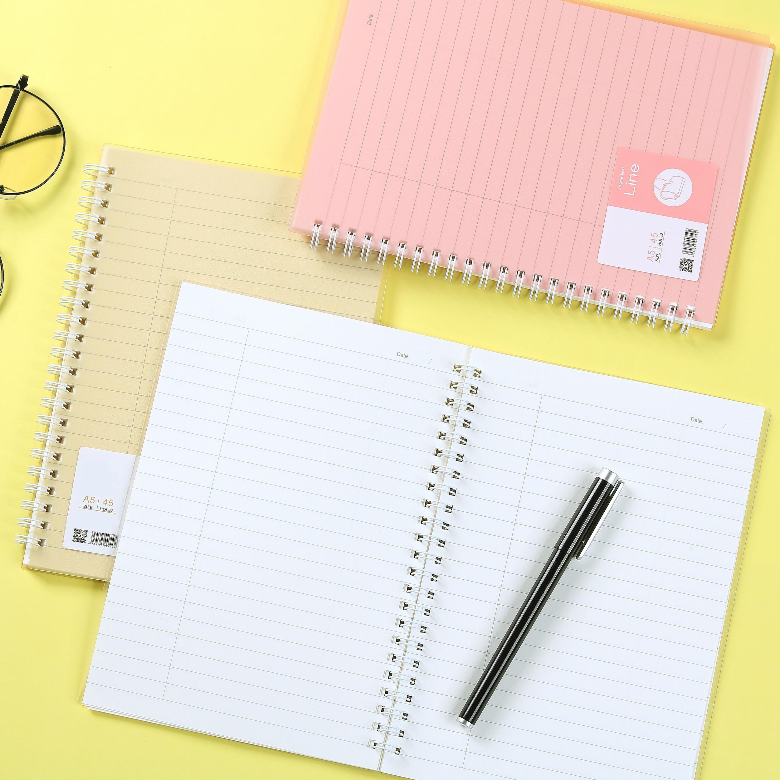 80 Sheet Coil Notebook Waterproof Hardcover Horizontal Line Grid PP Cover