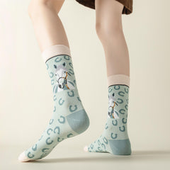 Funny Horse Print Socks Comfy Novelty Crew Socks Women's Stockings