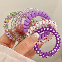 6pcs Spiral Hair Tie Traceless Hair Ties Rainbow Plastic Ponytail Hair Rope