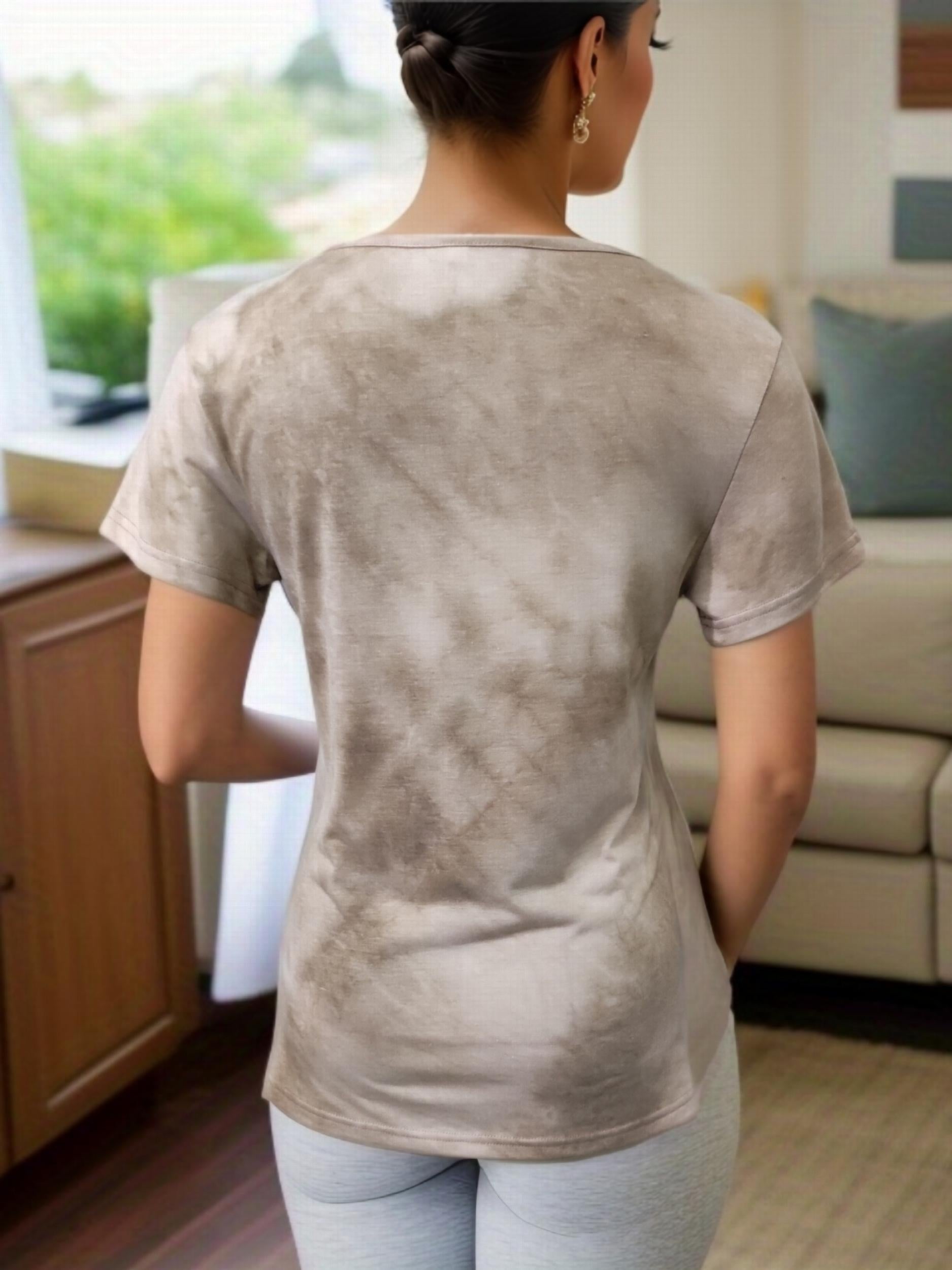 Tie Dye V-Neck Lounge Top Short Sleeve Women's Loungewear