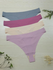 4 Pack Women's Plus Size Seamless Low Waist Cooling Briefs Set