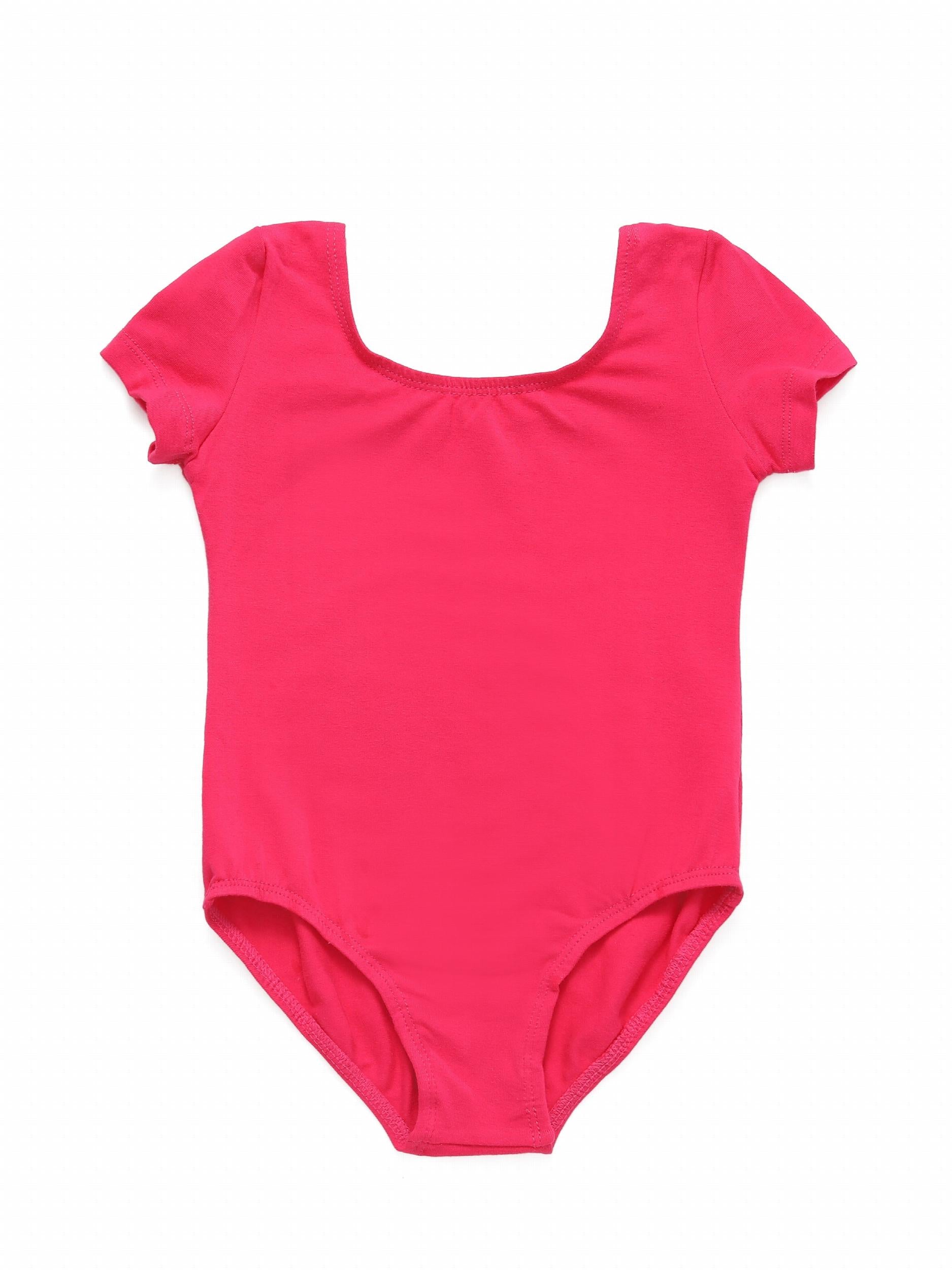Girls Skinny Ballet Short Sleeve Bodysuit for Dance Training