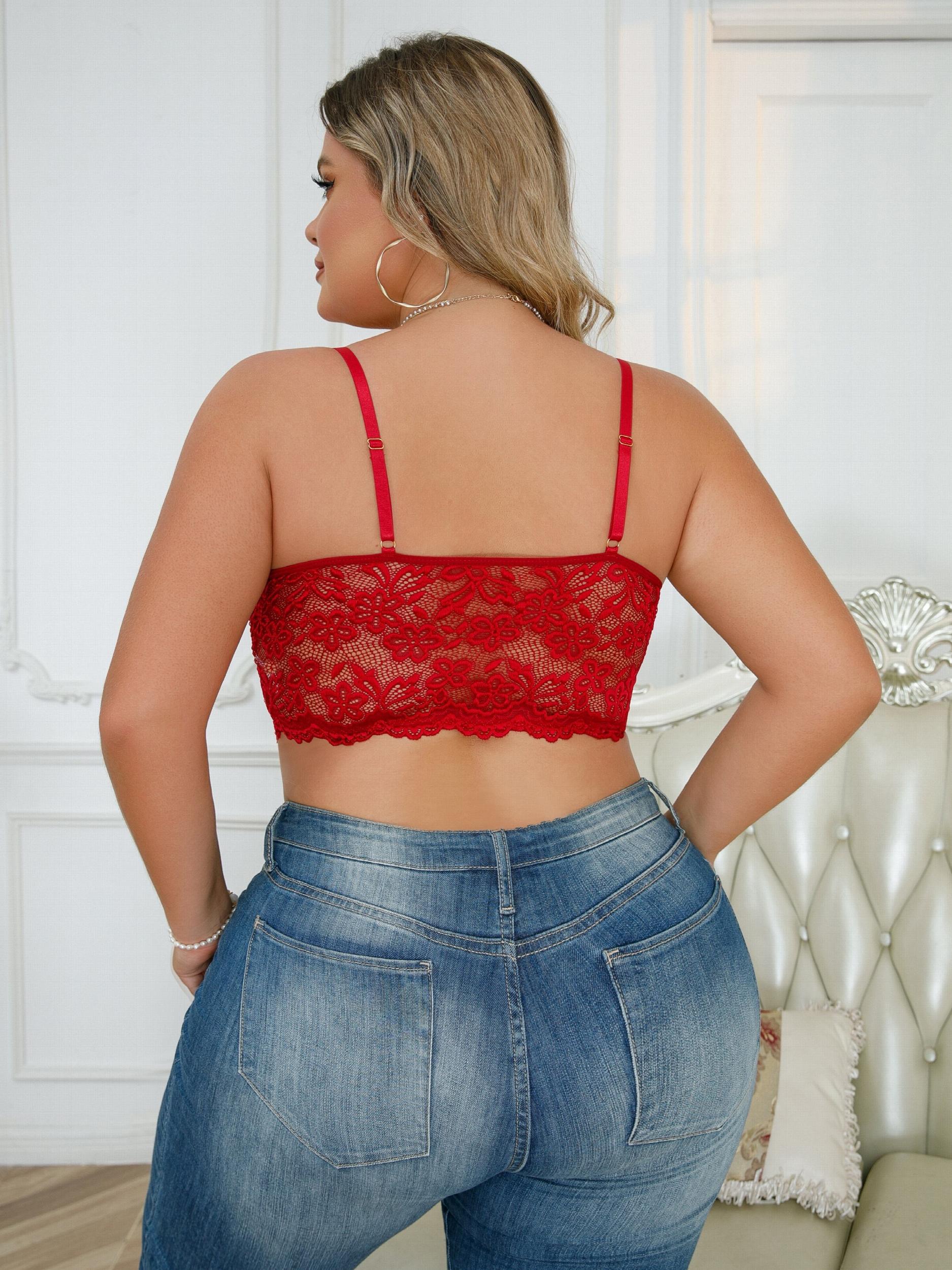  Floral Embroidery Lace Longline High Stretch Bra