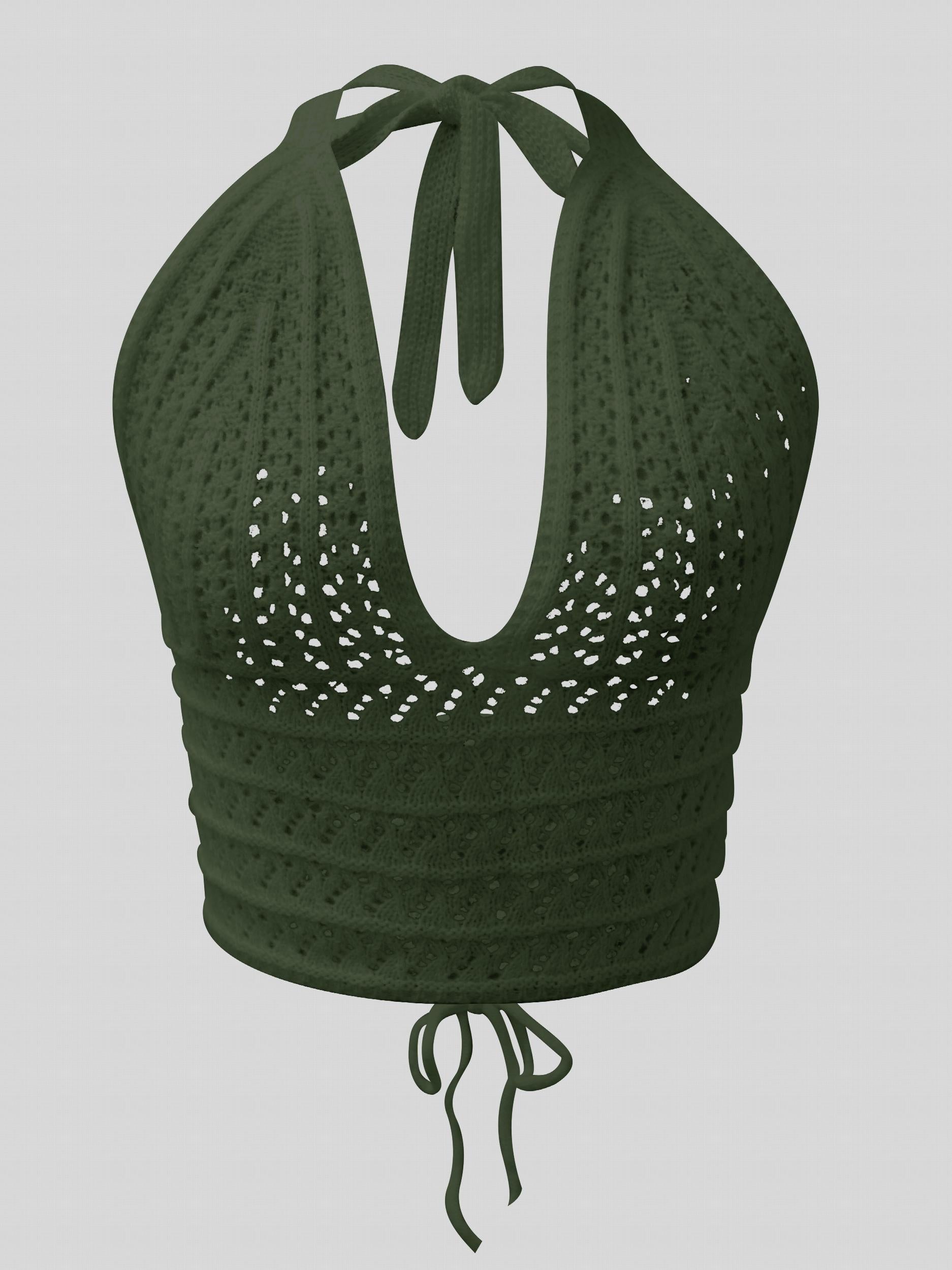 Y2K Crop Sweater Bralette Halter Neck Casual Sweater Women