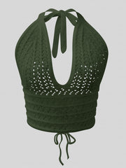 Y2K Crop Sweater Bralette Halter Neck Casual Sweater Women