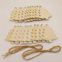 10pcs Wooden Hollow Out Christmas Tree Decorative Hanging Ornaments