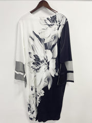  Colorblock Floral Print Mesh Midi Dress