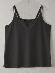  Casual Tank Top Women's Plus Plain Split Strap Notched Neck Tank Top